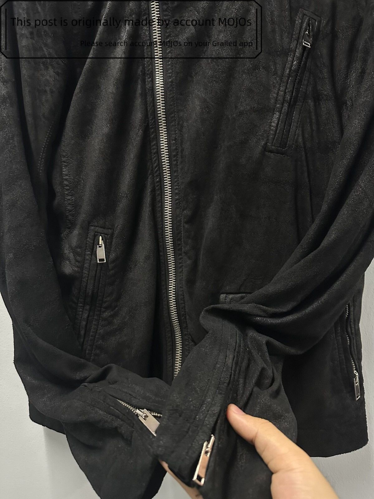 Rick Owens Sz 46 Rick Owens Distressed Suede Cross Zip Biker Jacket Size US S / EU 44-46 / 1 - 5 Thumbnail