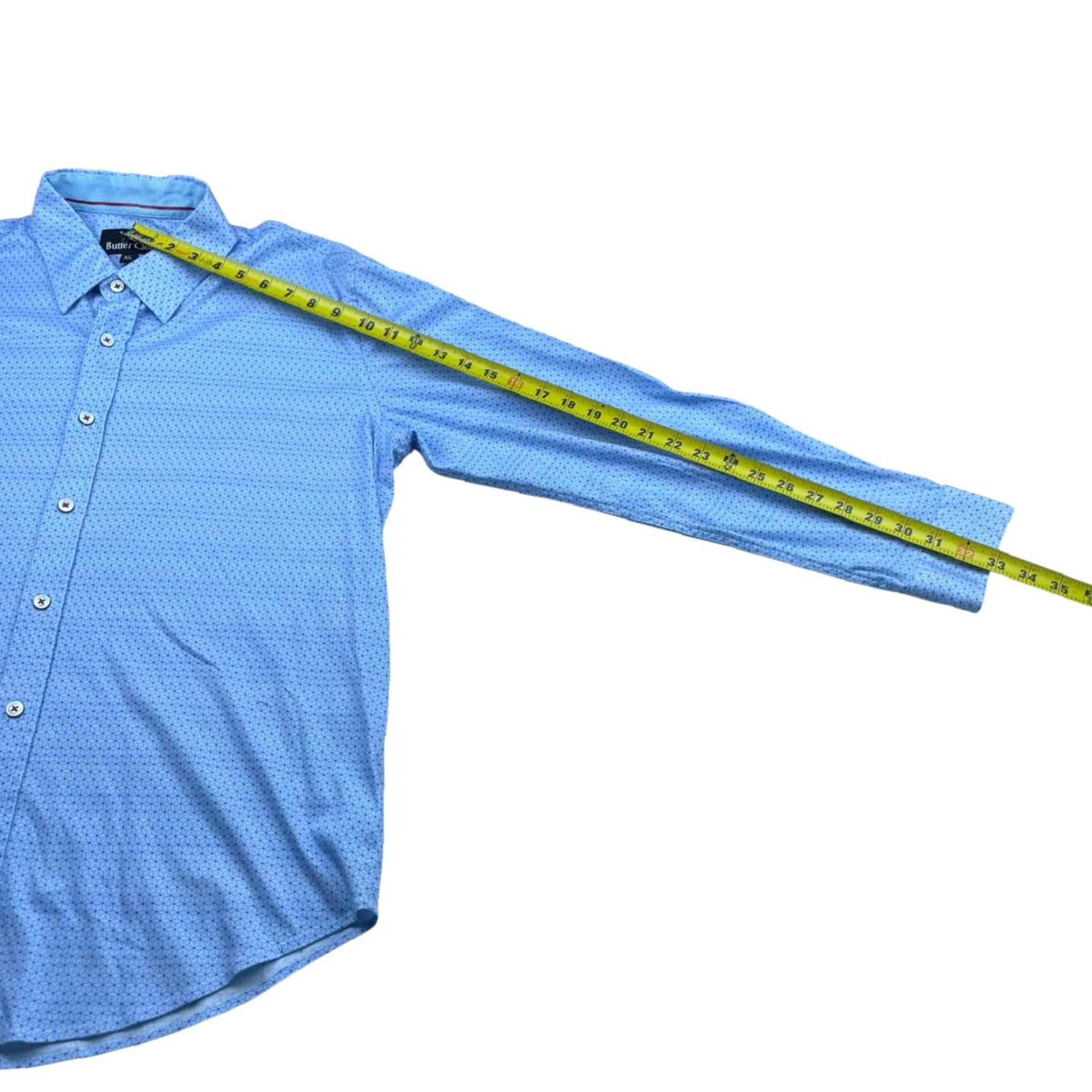 Buttero Butter Cloth Men's Button Shirt XL Blue Floral 100% Cotton Long Sleeve Collared Shirt Size US XL / EU 56 / 4 - 7 Thumbnail