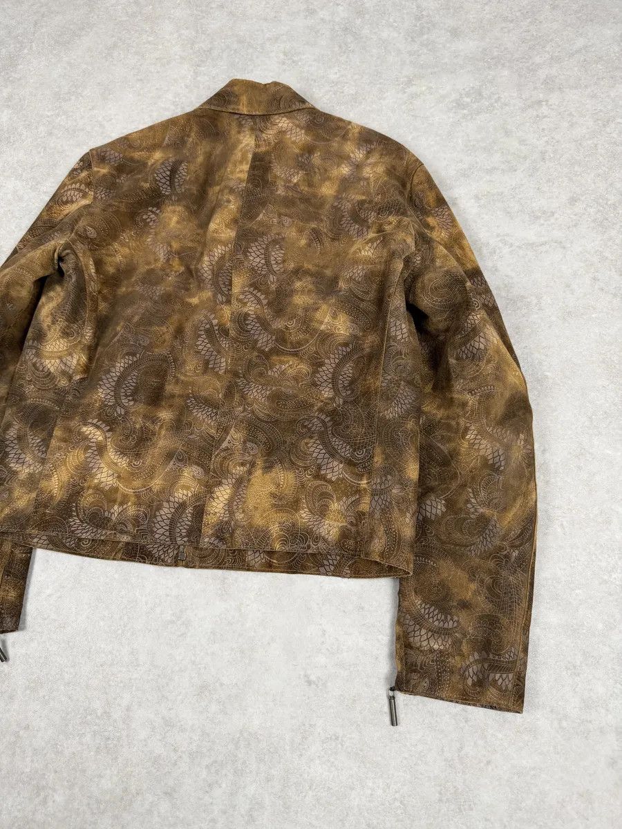 Just Cavalli 2000s Cavalli Brown Spiritual Dragon Faded Leather Premium Jacket Size US M / EU 48-50 / 2 - 6 Thumbnail