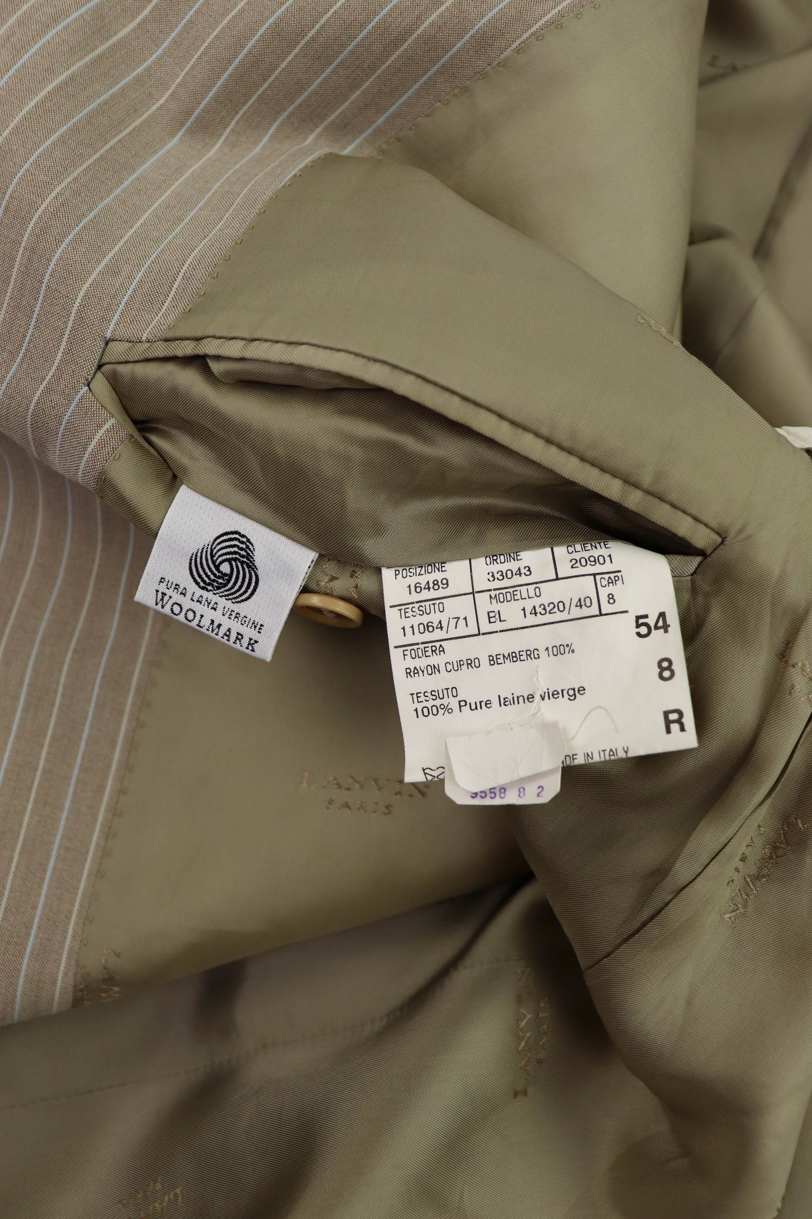 Lanvin Lanvin Paris Vintage Beige Striped Sport Coat Blazer Jacket Size 54R - 14 Thumbnail