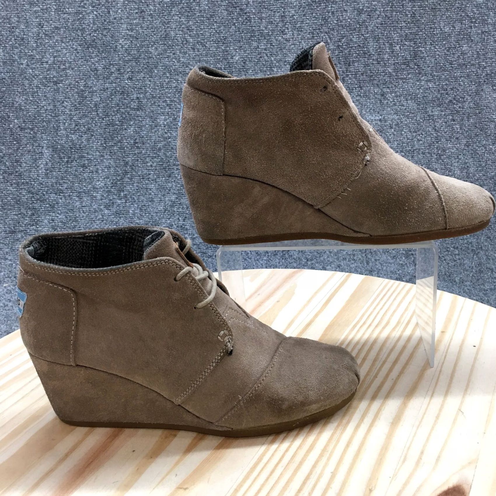 Toms TOMS Boots Womens 9.5 Desert Ankle Booties Brown Suede Lace Up Wedge Casual Shoes Size US 10 / IT 40 - 2 Thumbnail