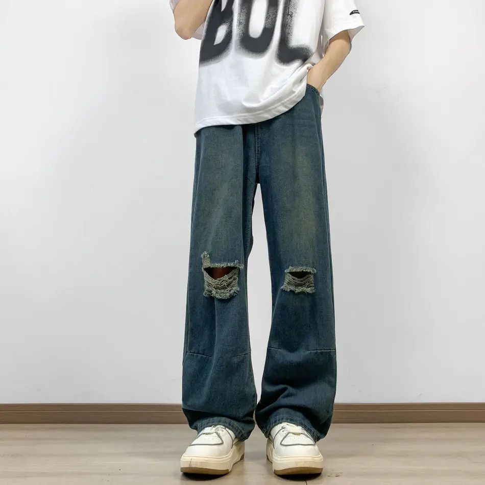 Japanese Brand × Jean Retro loose wide leg high street ripped jeans Size US 32 / EU 48 - 4 Thumbnail