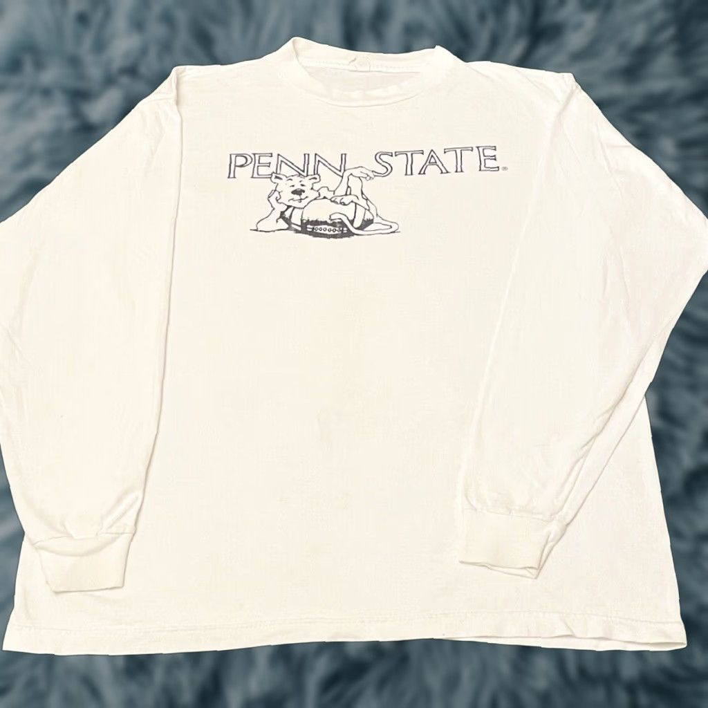 Penn VINTAGE 90s Penn State Nittany Lions Cartoon Logo Long Sleeve Shirt Mens XL White Size US XL / EU 56 / 4 - 1 Thumbnail