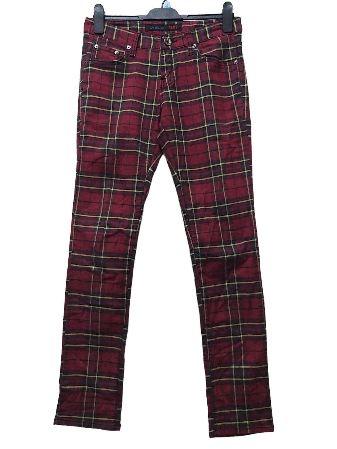 Japanese Brand SICK💥ILDF PUNK GOTHIC CHECKERED JEANS Size US 31 - 1 Thumbnail