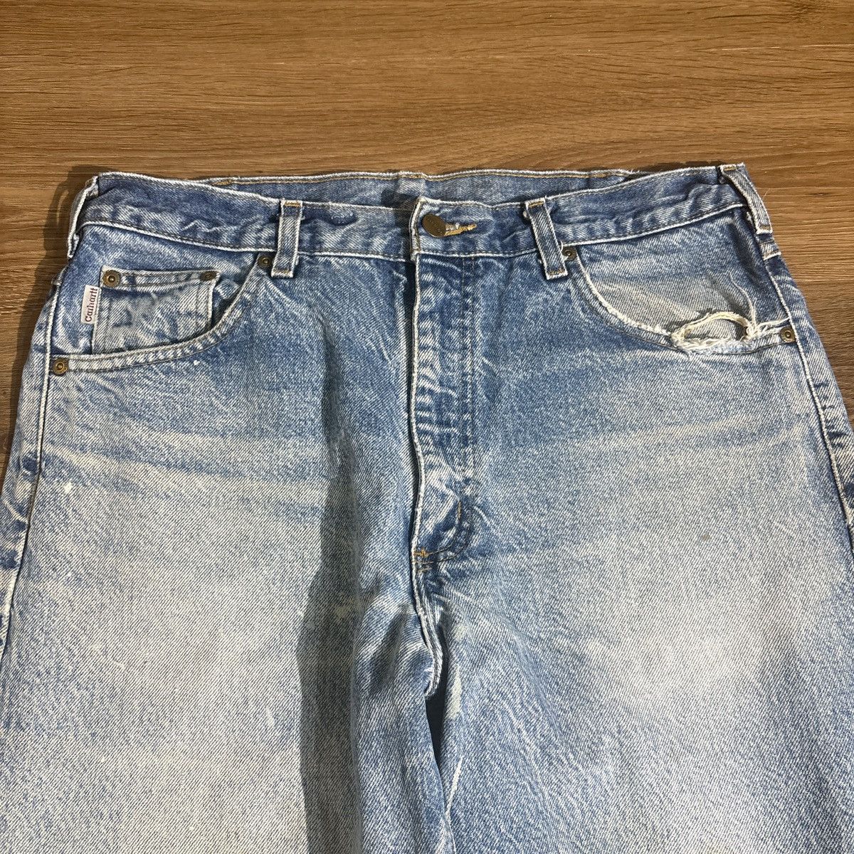 Carhartt Vintage Carhartt Light Wash Distressed Jeans Size 34 Size US 34 / EU 50 - 4 Thumbnail