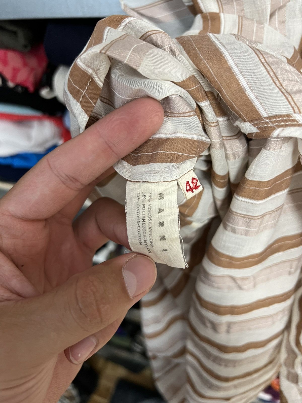 Marni Marni Brown Beige Striped Viscosa Dress Ruffle Hem Sz IT 42 Size M / US 6-8 / IT 42-44 - 7 Thumbnail