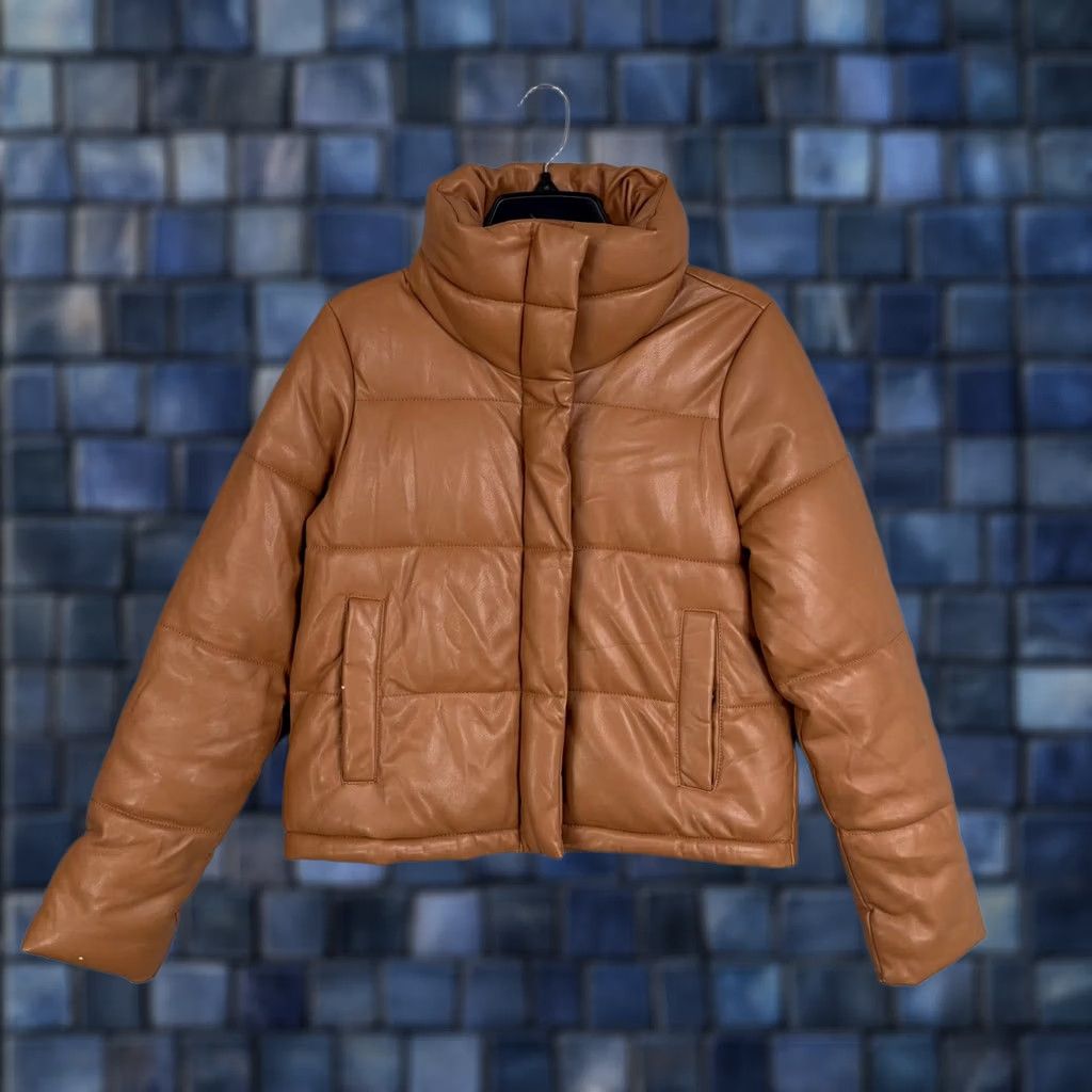 Abercrombie & Fitch Abercrombie Fitch Jacket Womens Small Brown Faux Leather Mini Puffer Streetwear Size S / US 4 / IT 40 - 1 Thumbnail