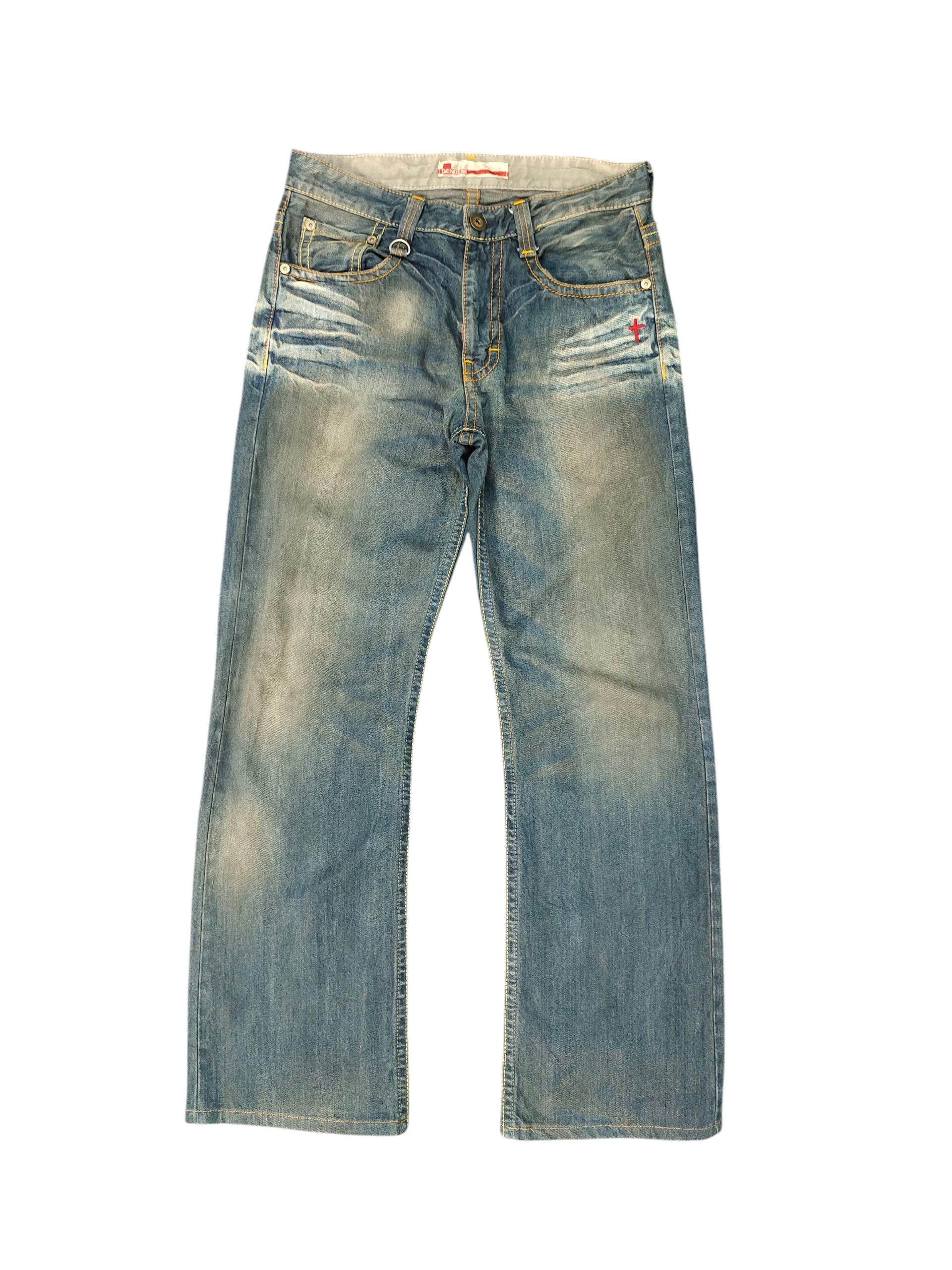 Genoese Japan Waxed Clawmark Distress Faded Denim Jeans