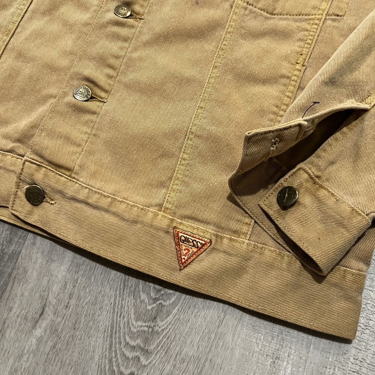 Guess × Vintage VTG GUESS Georges Marciano Beige Denim 80s Trucker Jacket Size US XL / EU 56 / 4 - 3 Thumbnail