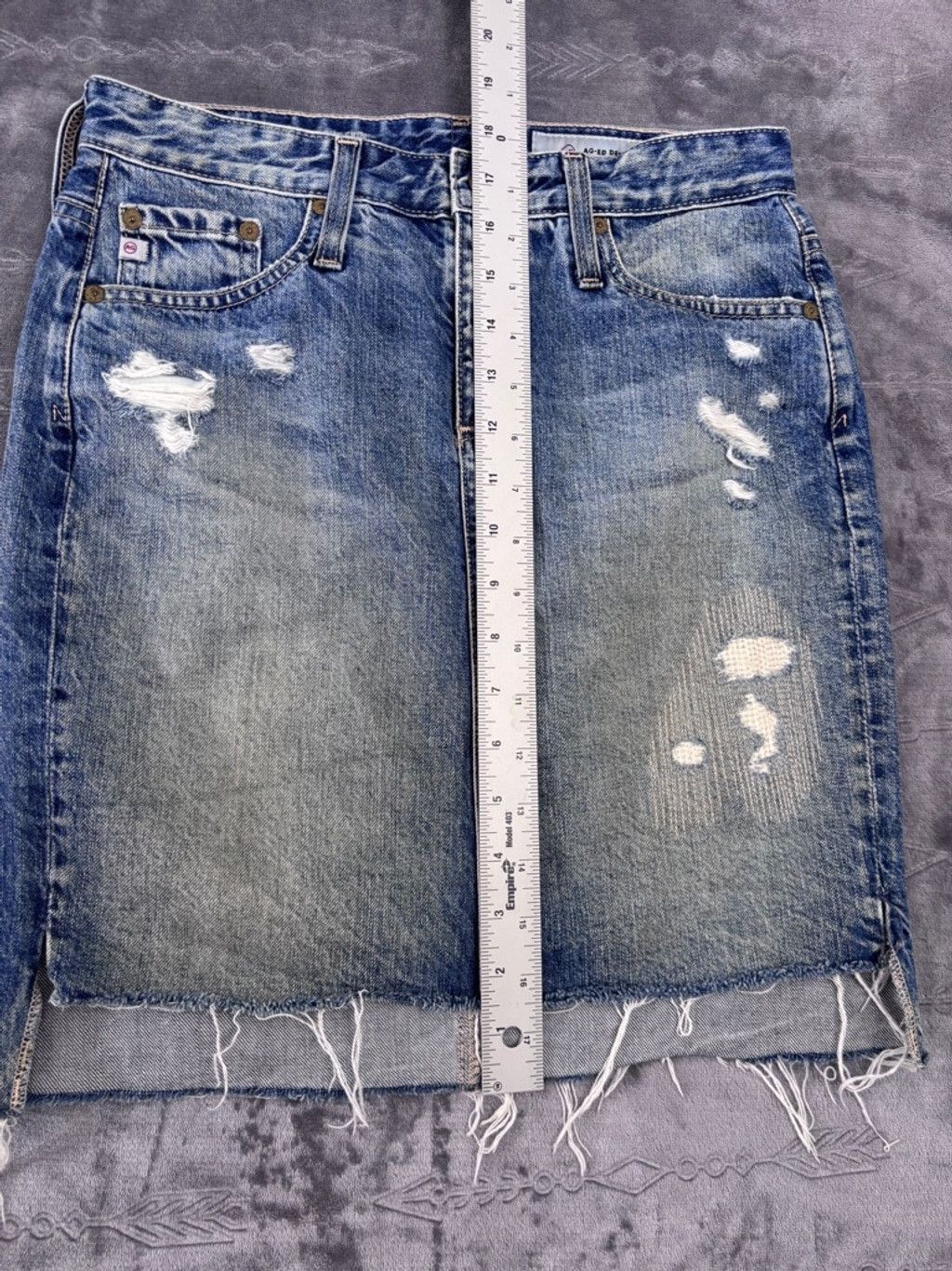 AG Adriano Goldschmied Women's AG Adriano Goldschmied Denim Skirt, 25R, Blue Size 42" / US 20 - 4 Thumbnail