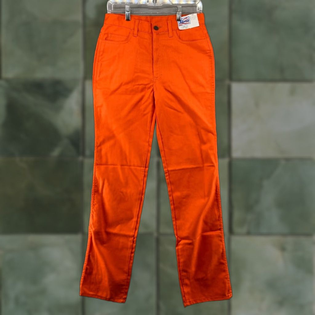 Vintage VINTAGE Liberty Work Pants 31x36 Orange Denim Straight Fit NWT USA Mens Size US 31 - 1 Thumbnail