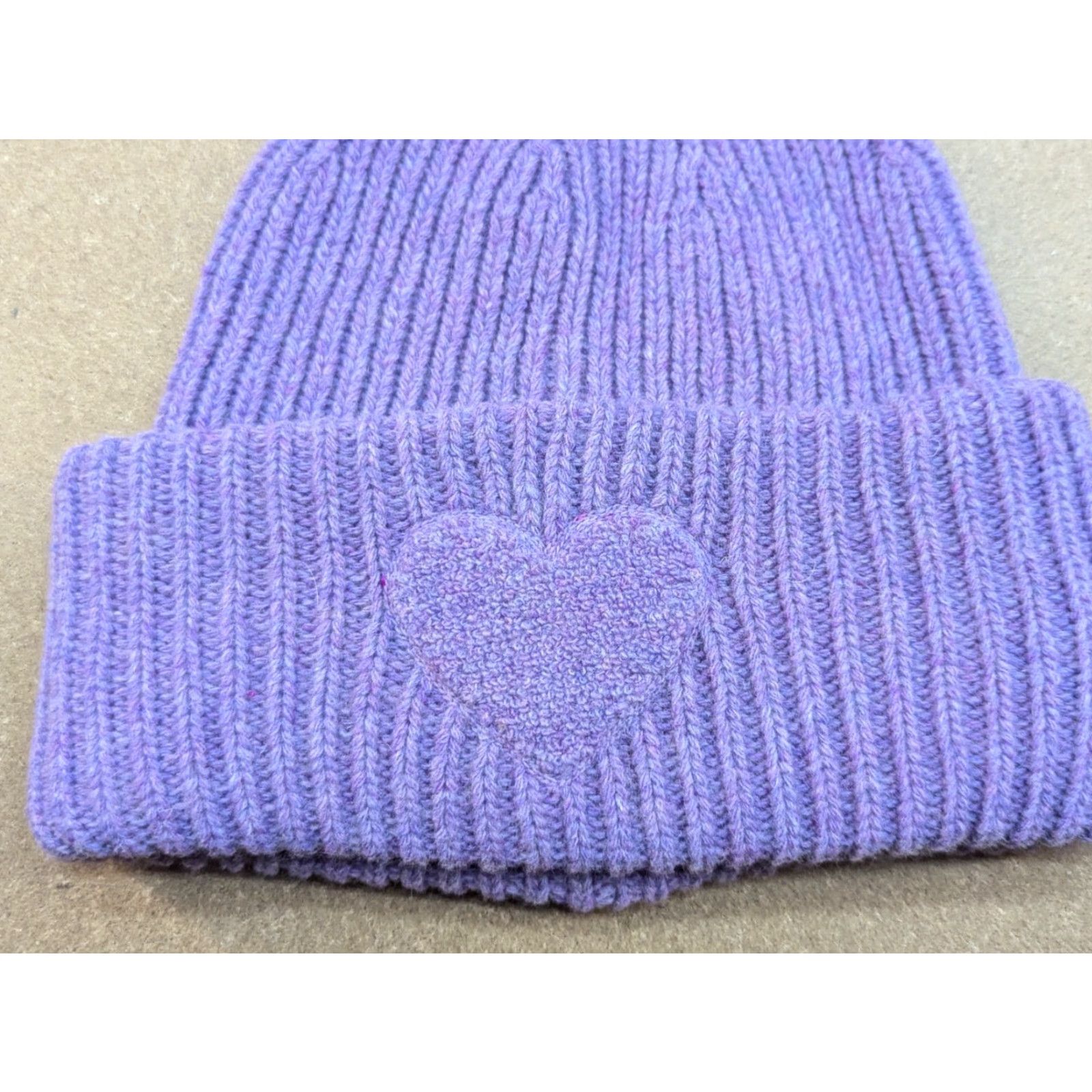 Vintage Zwillingsherz Womens Beanie Hat Cuffed Heart Ribbon Purple Knit Wool Blend Beanie Womens One Size Purple Knit Wool Blend Size ONE SIZE - 5 Thumbnail