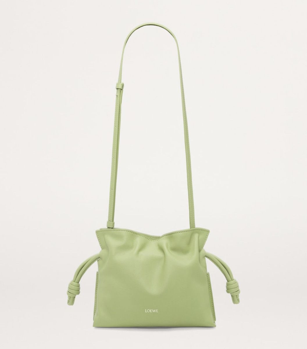 Loewe Mini Flamenco Green Leather Shoulder Bag, Women's