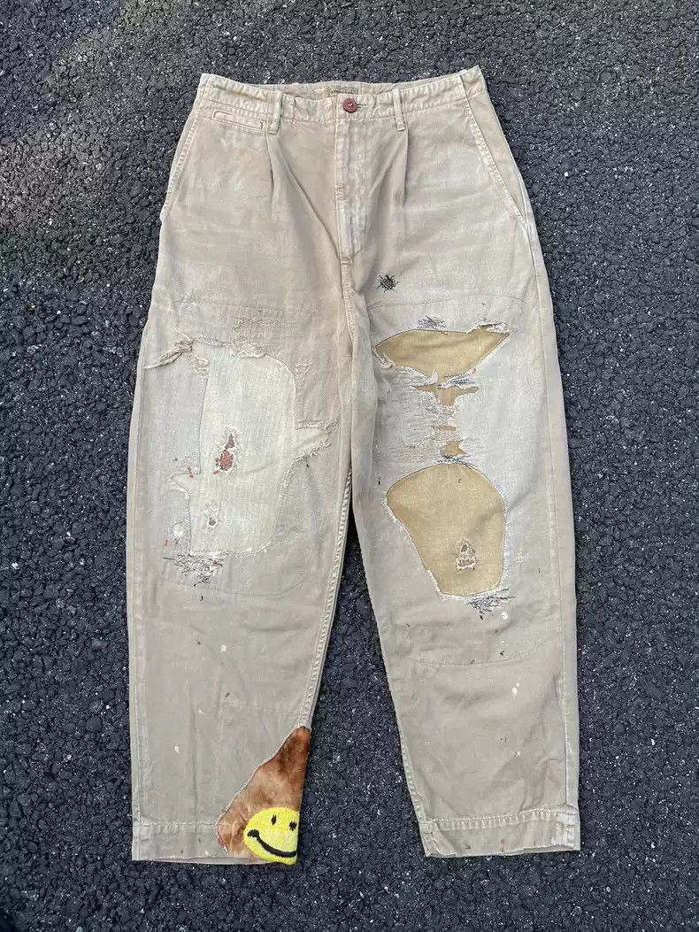 Kapital Kapital's early smiling face destroyed patch pants Size US 32 / EU 48 - 1 Thumbnail
