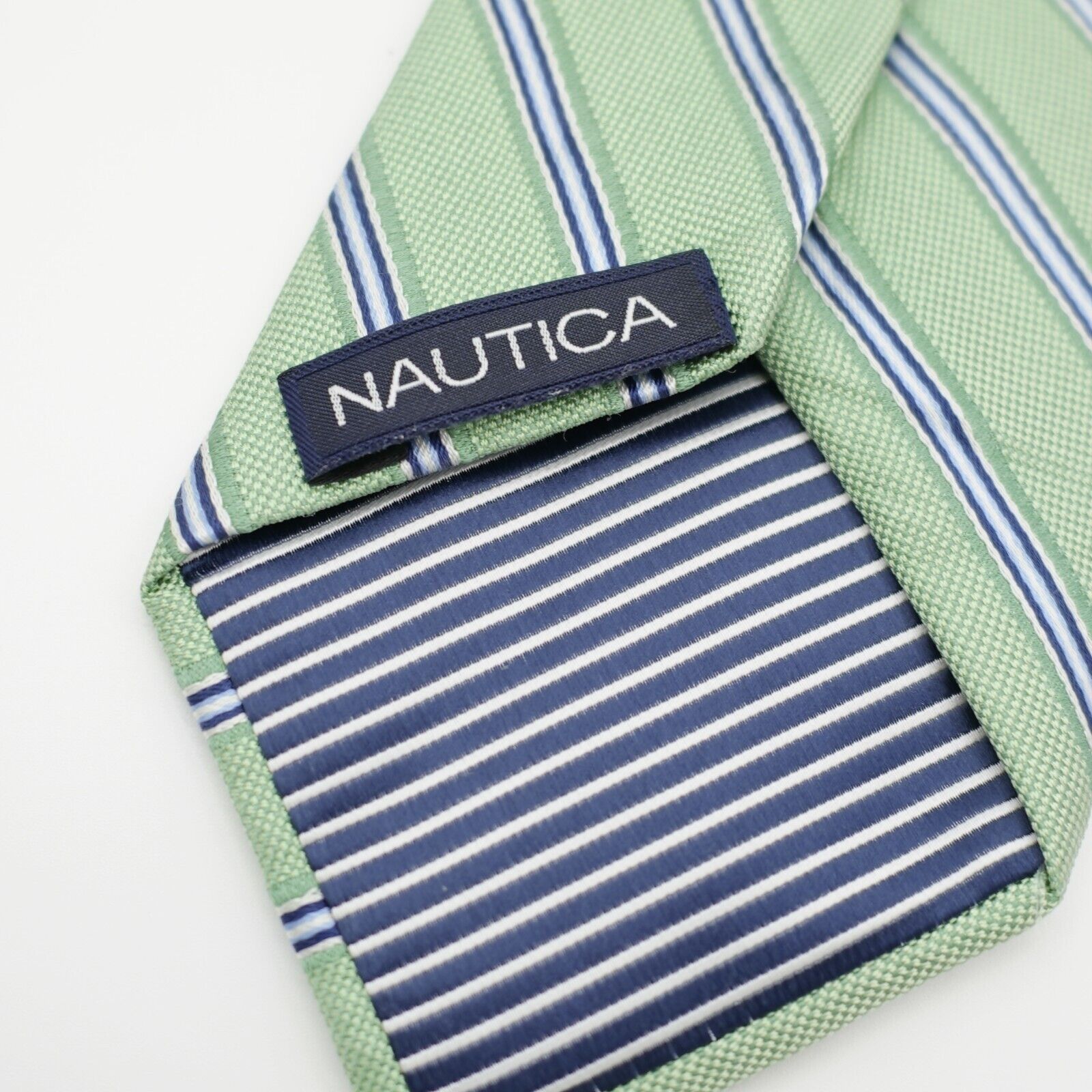 Nautica Nautica Green Blue Striped Woven Long Silk Tie Size ONE SIZE - 3 Thumbnail