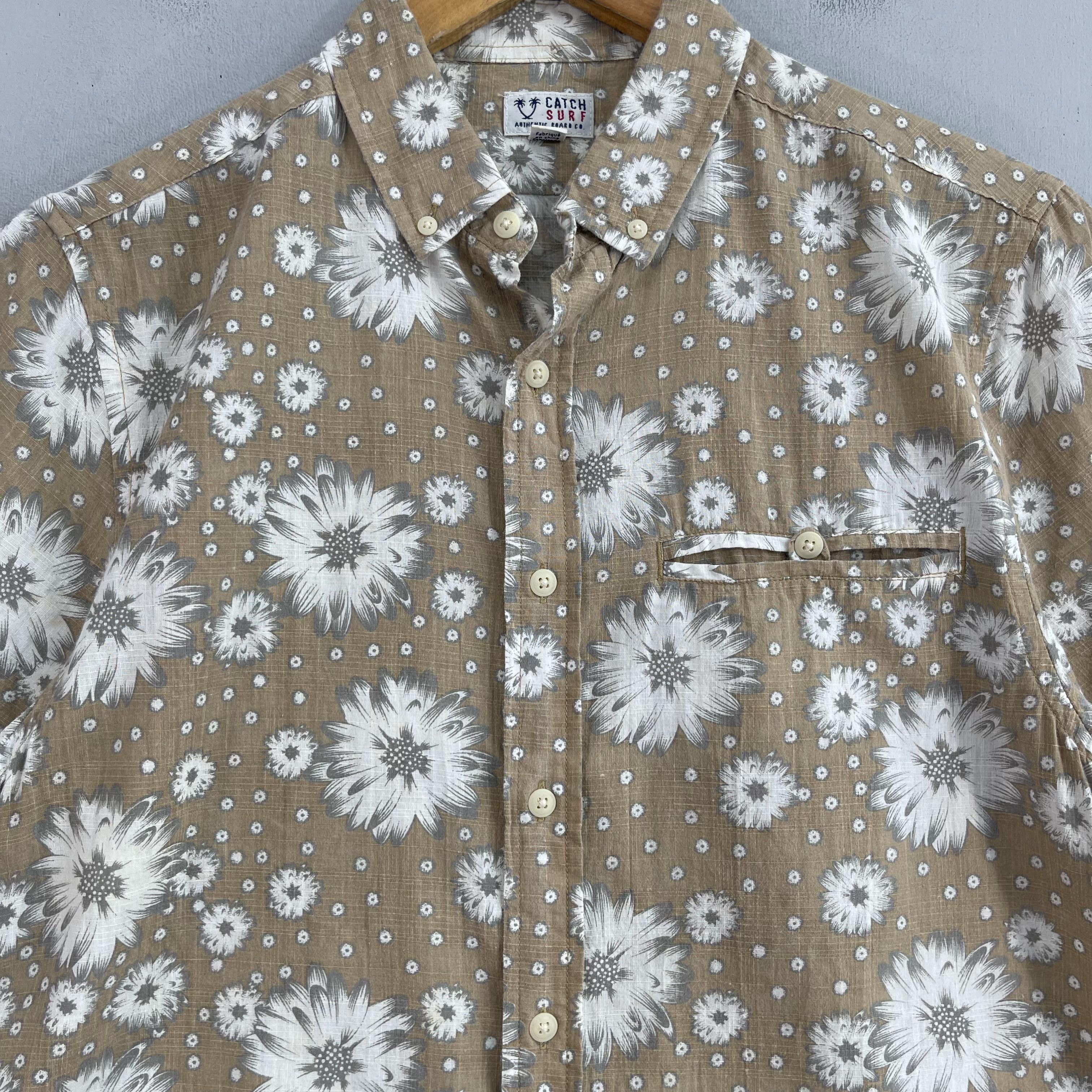 Japanese Brand Catch Surf Hawaii White Chrysanthemum Floral Motive Shirt Size US M / EU 48-50 / 2 - 2 Thumbnail
