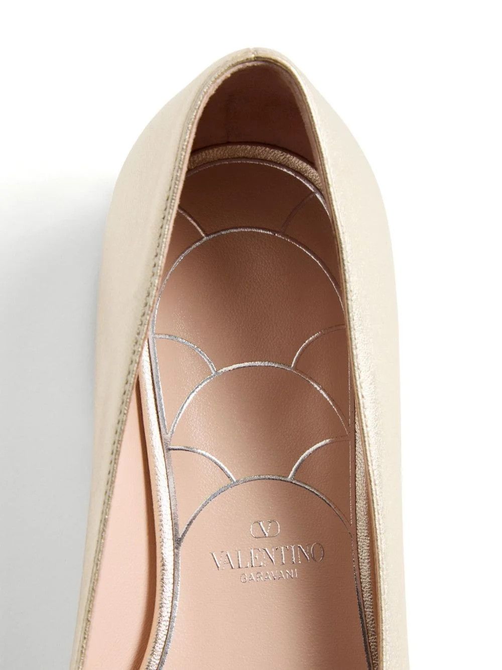 Valentino os11x0126 Floral Appliqué Ballerina Shoes in Gold Size US 8.5 / IT 38.5 - 5 Thumbnail