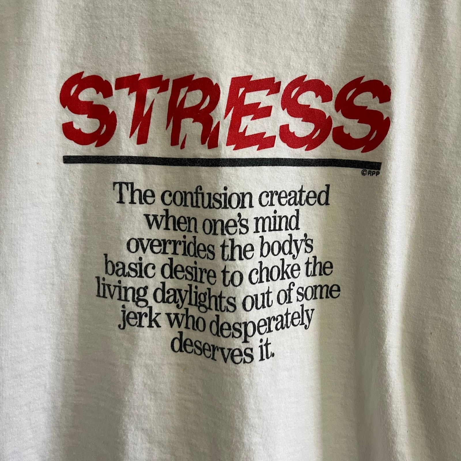 Vintage Vintage 90s "Stress " Retro "High on Stress" shirt Sz XL Size US XL / EU 56 / 4 - 2 Thumbnail