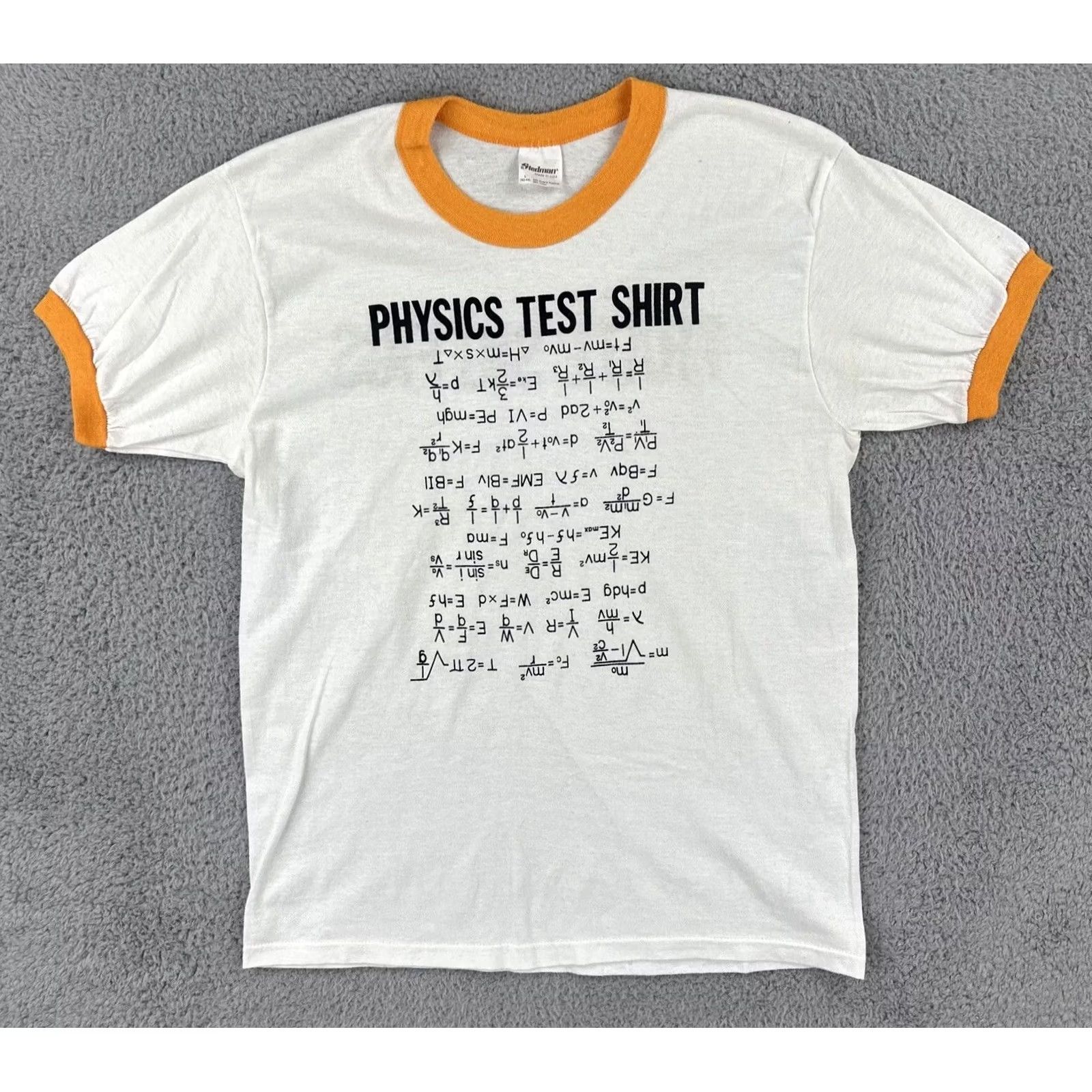 Vintage VINTAGE Stedman T Shirt White Ringer Graphic Tee Mens L 1980s Made in USA Physics Test I Hate Sig Figs Size US L / EU 52-54 / 3 - 2 Thumbnail