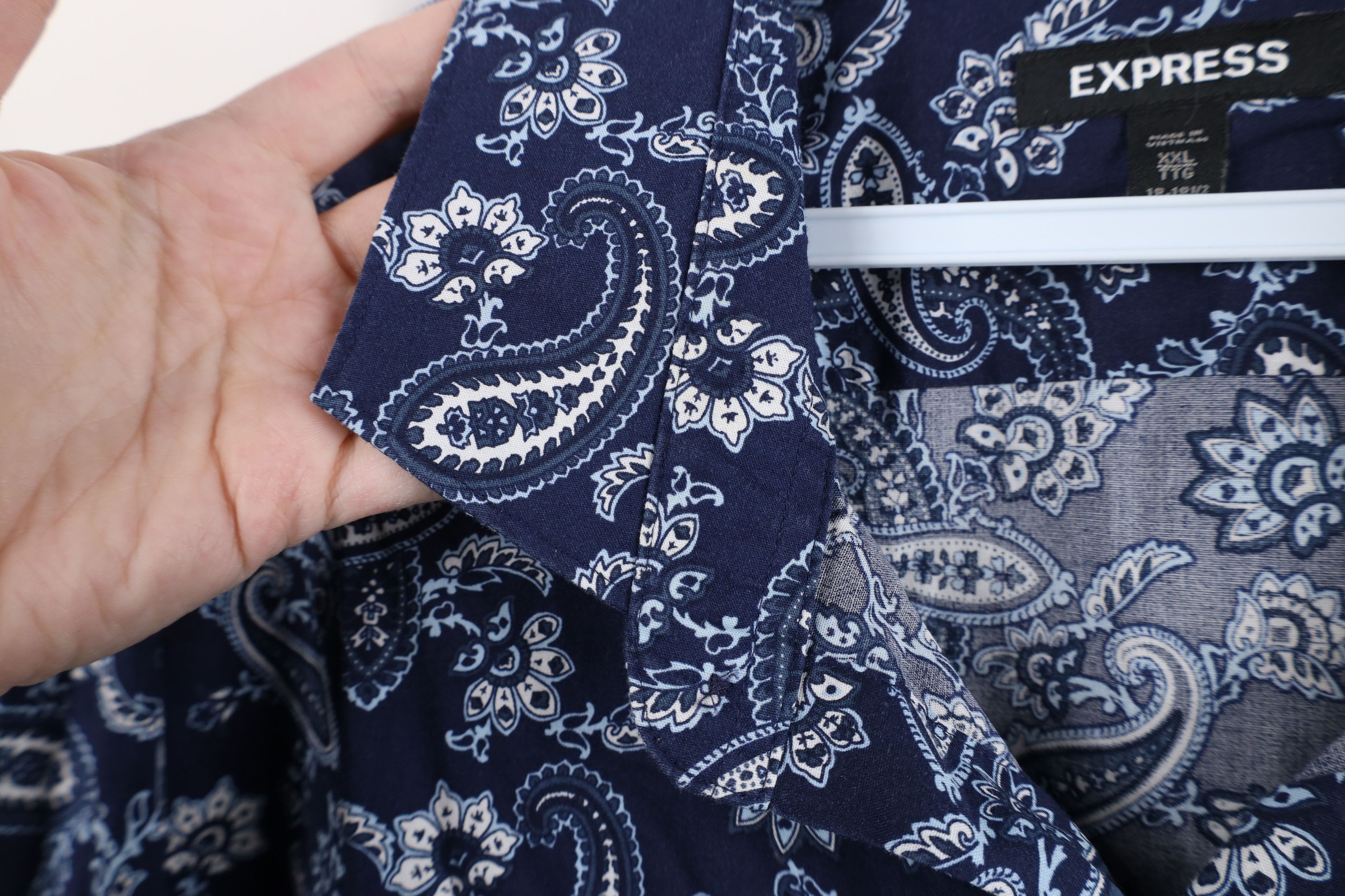Express Express Slim Paisley Geometric Collared Button Shirt Cotton Size US XXL / EU 58 / 5 - 5 Thumbnail
