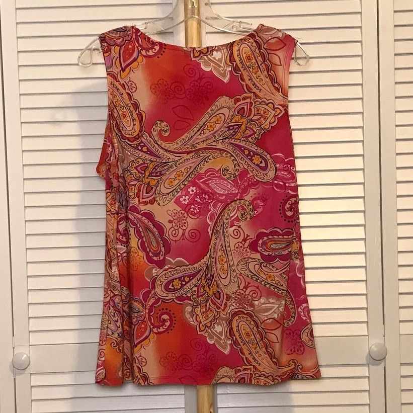 Other Roz & Ali Paisley Layered Round Neck Sleeveless Blouse L Size L / US 10 / IT 46 - 2 Thumbnail