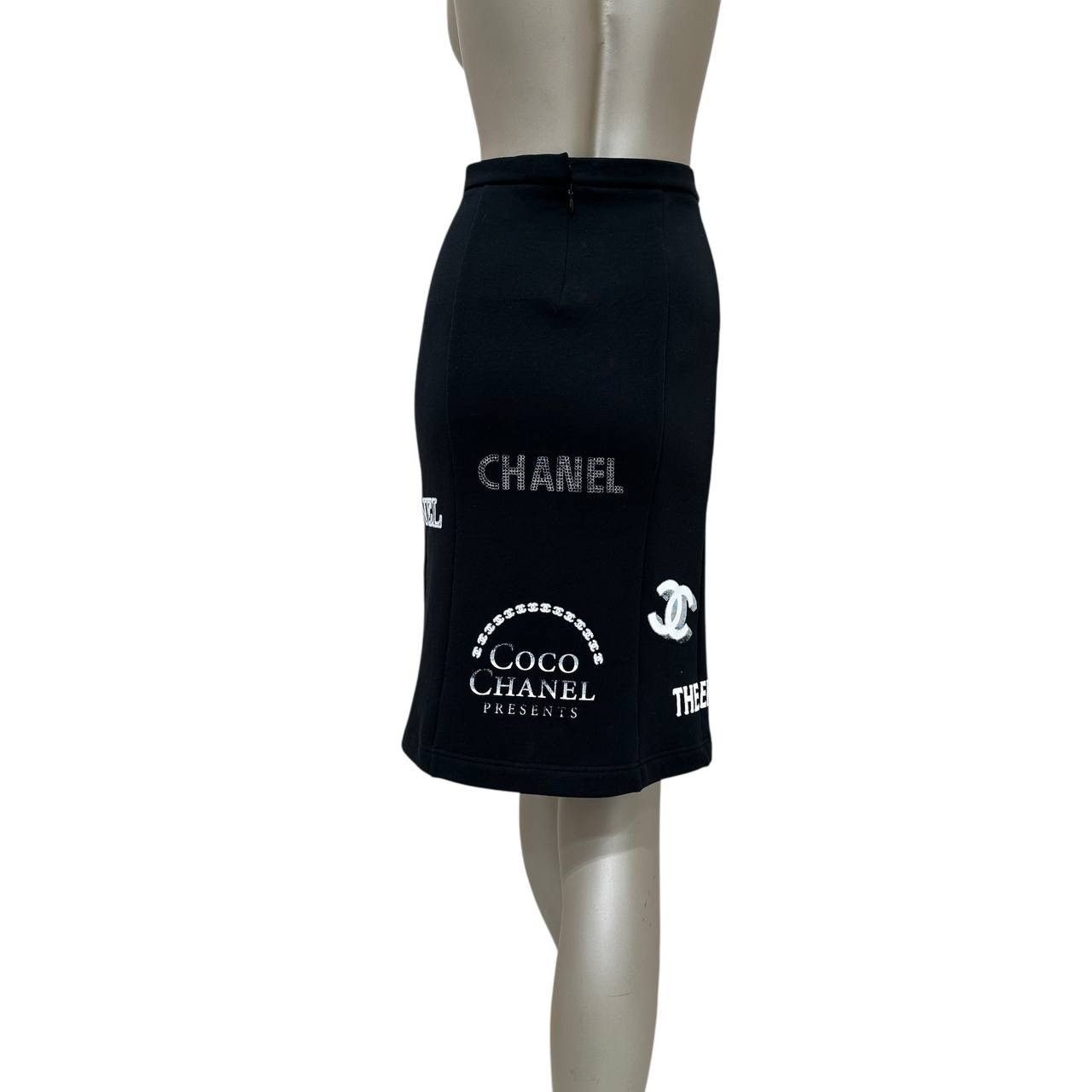 Chanel Chanel 2021 Logo Symbols Skirt - Size 38 Size 27" / US 4 / IT 40 - 3 Thumbnail