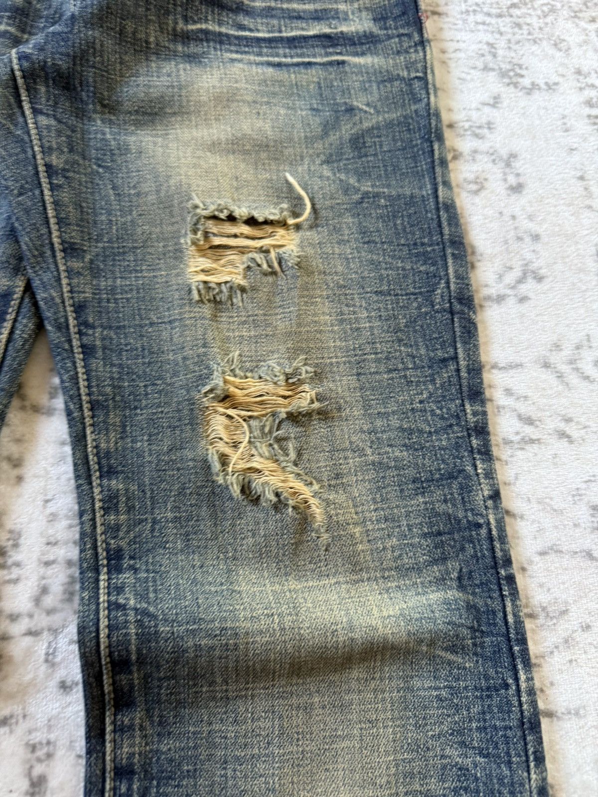Japanese Brand R 45rpm Mud Wash Honeycomb Distressed Flared Jeans Size US 28 / EU 44 - 11 Thumbnail