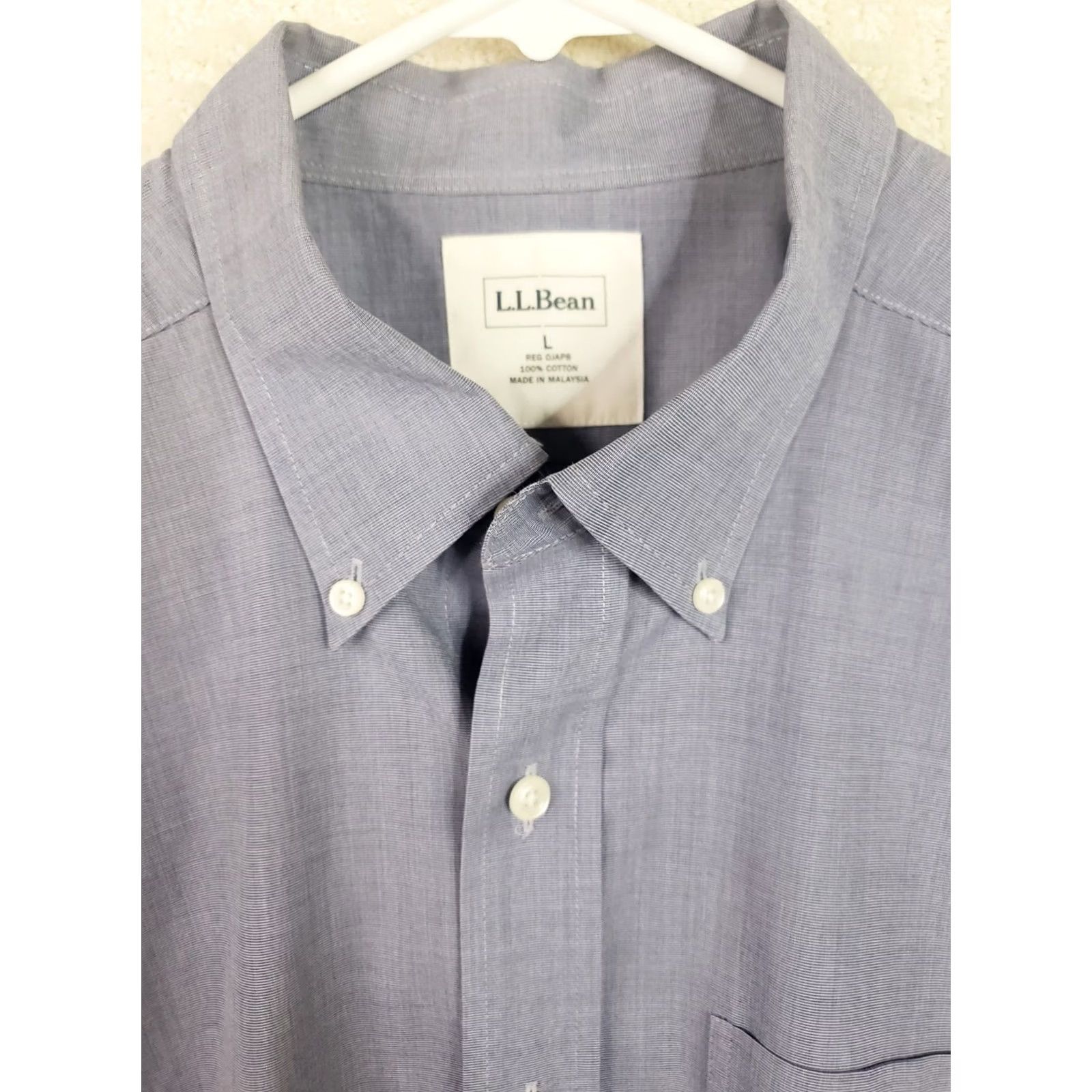 Vintage L.L. Bean Button Down Shirt Casual Short Sleeve Men's L Blue, Regular Fit, Solid, Button Front, Cotton Blend Size US L / EU 52-54 / 3 - 4 Thumbnail