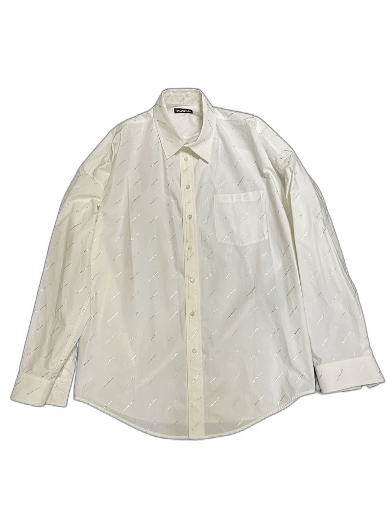 Balenciaga Balenciaga Silver Logo Printed White Shirt Size US XL / EU 56 / 4 - 1 Thumbnail
