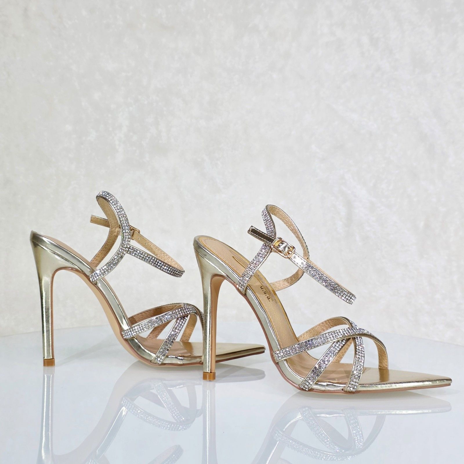 Other Marge Gold Rhinestone High Heels Evening Party Shoes (Size:9 Size US 9 / IT 39 - 3 Thumbnail