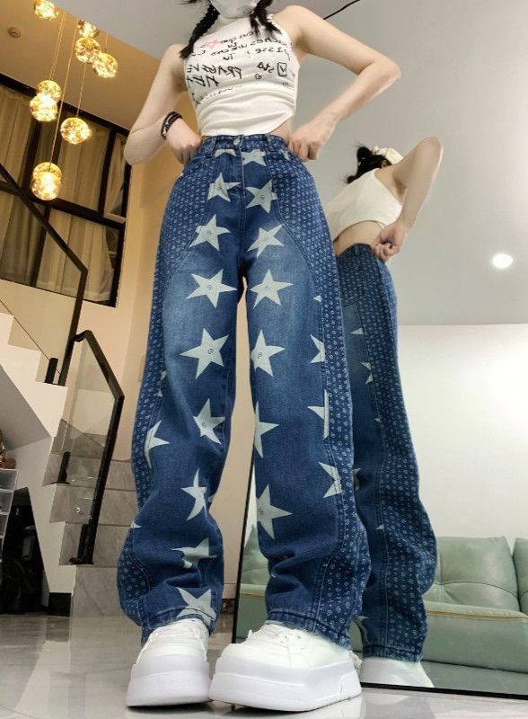 Japanese Brand × Jean Washed Patchwork Star Printed Design Jeans Size US 30 / EU 46 - 5 Thumbnail