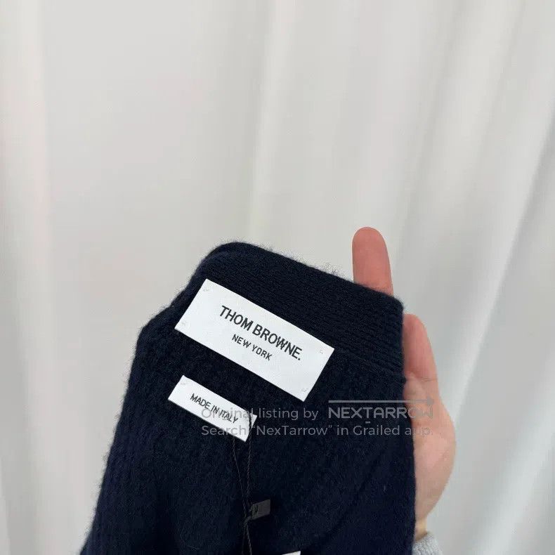 Thom Browne Thom Browne Black and Blue Striped Wool Knit Cardigan Size US XXL / EU 58 / 5 - 6 Thumbnail