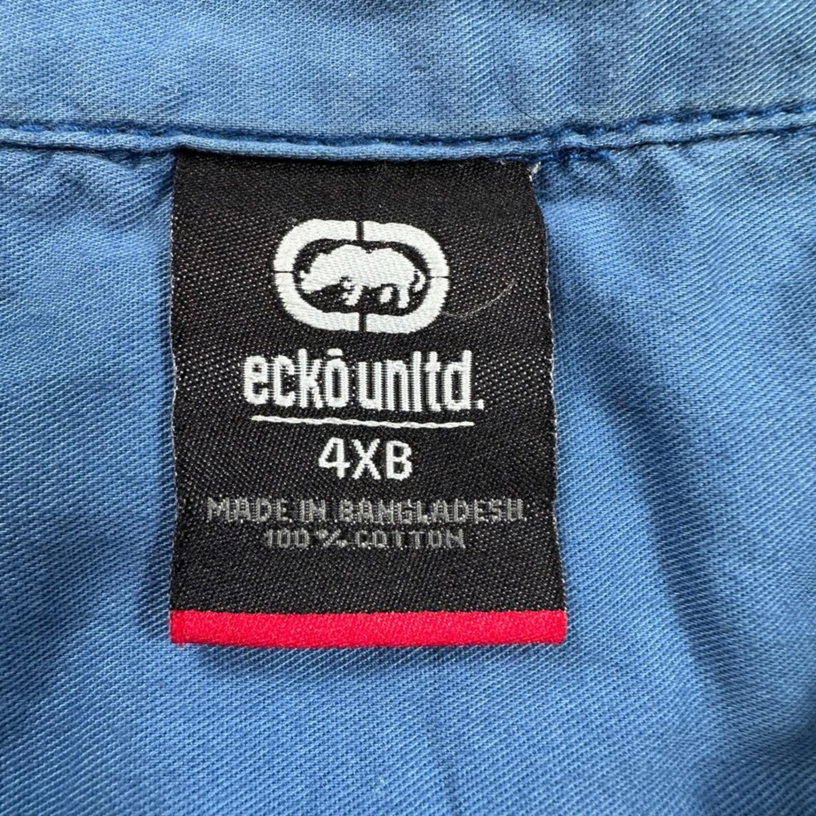 Ecko Unltd. Ecko Unltd Mens 4XB Blue Short Sleeve Button Up Shirt Pocket Size US XXL / EU 58 / 5 - 4 Thumbnail