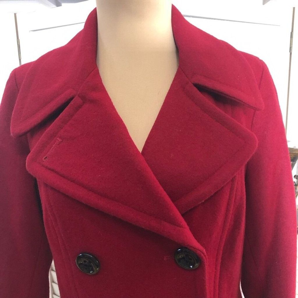 Anne Klein Anne Klein Peacoat Prepy Double Breasted Wool Red Burgundy S Size S / US 4 / IT 40 - 7 Thumbnail