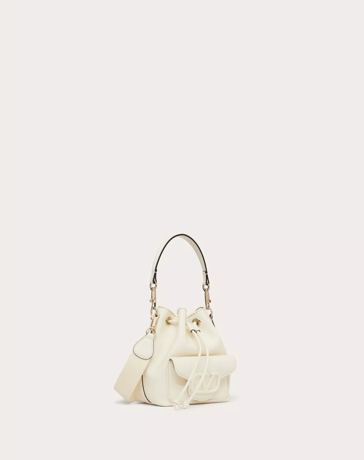 Valentino oc11z0725 Size:OS/Locò Calfskin Bucket Bag in White Size ONE SIZE - 2 Thumbnail