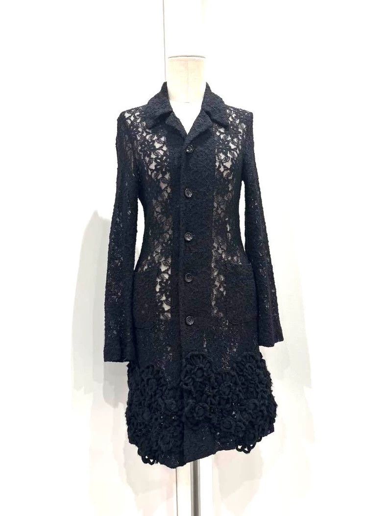Comme des Garcons Comme des Garcons Lace crochet long coat decorated with fl Size XS / US 0-2 / IT 36-38 - 1 Thumbnail
