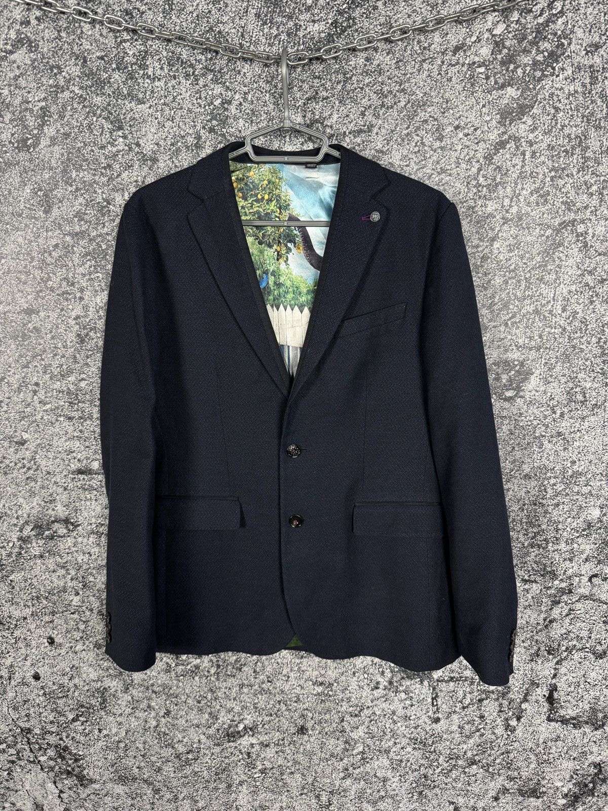 Ted Baker Men’s Ted Baker Patterned Wool Linen Polyester Blazer Size 3 Size 40R - 1 Thumbnail