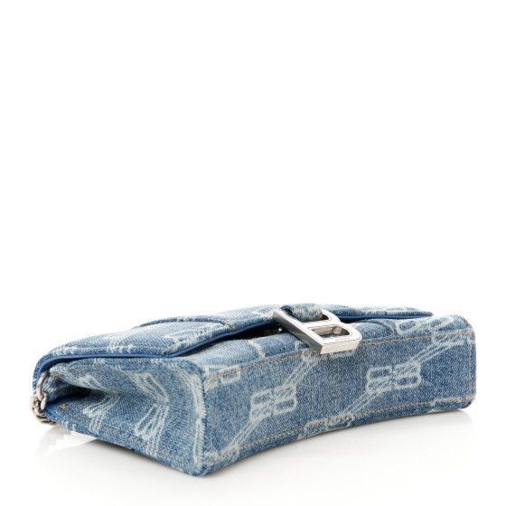 Balenciaga Hourglass Wallet on a chain Bag In Blue Denim Size ONE SIZE - 4 Thumbnail