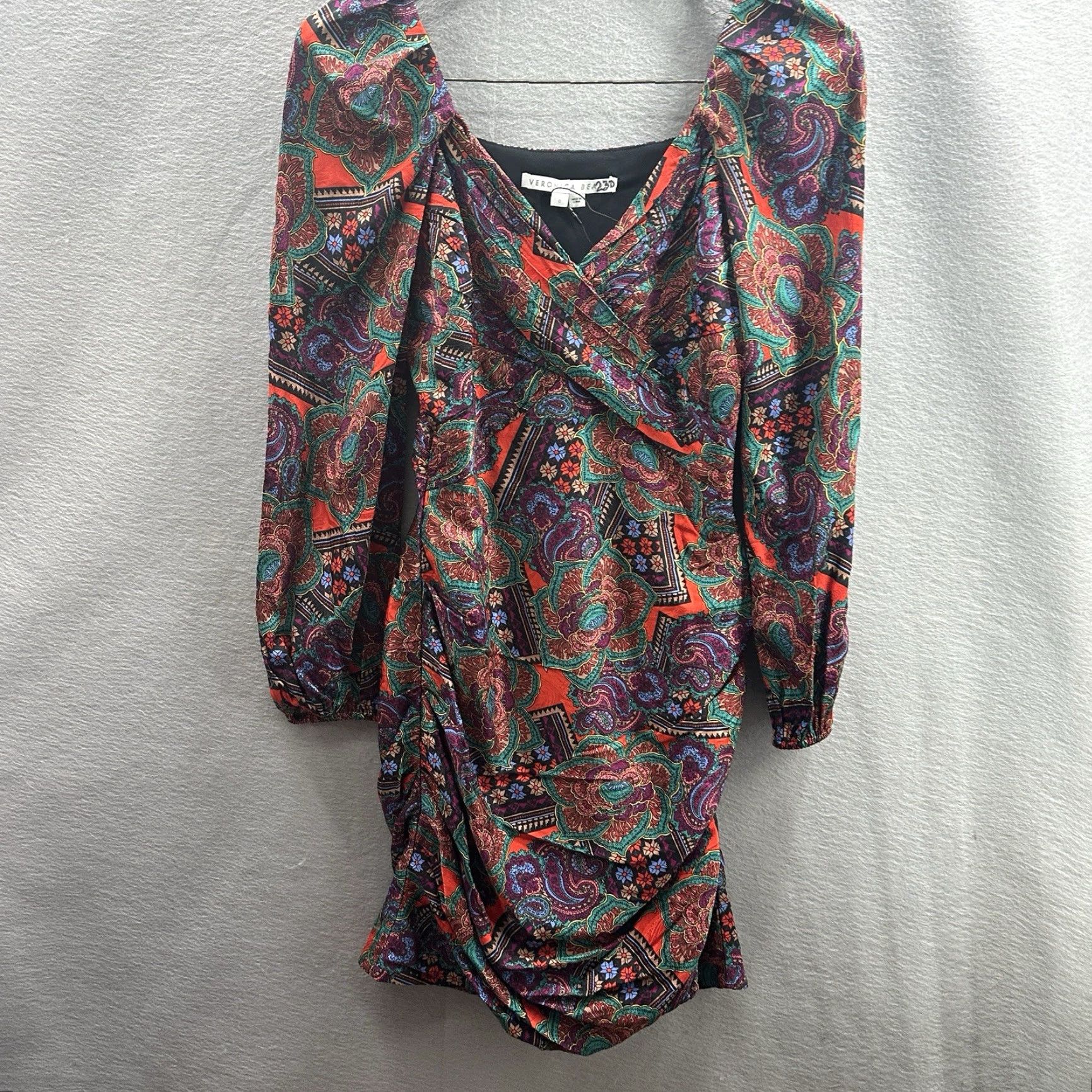 Veronica Beard Veronica Beard Bellino Dress Womens 0 Silk Long Sleeve Paisley Mini Boho Cottage Red Size XS / US 0-2 / IT 36-38 - 2 Thumbnail