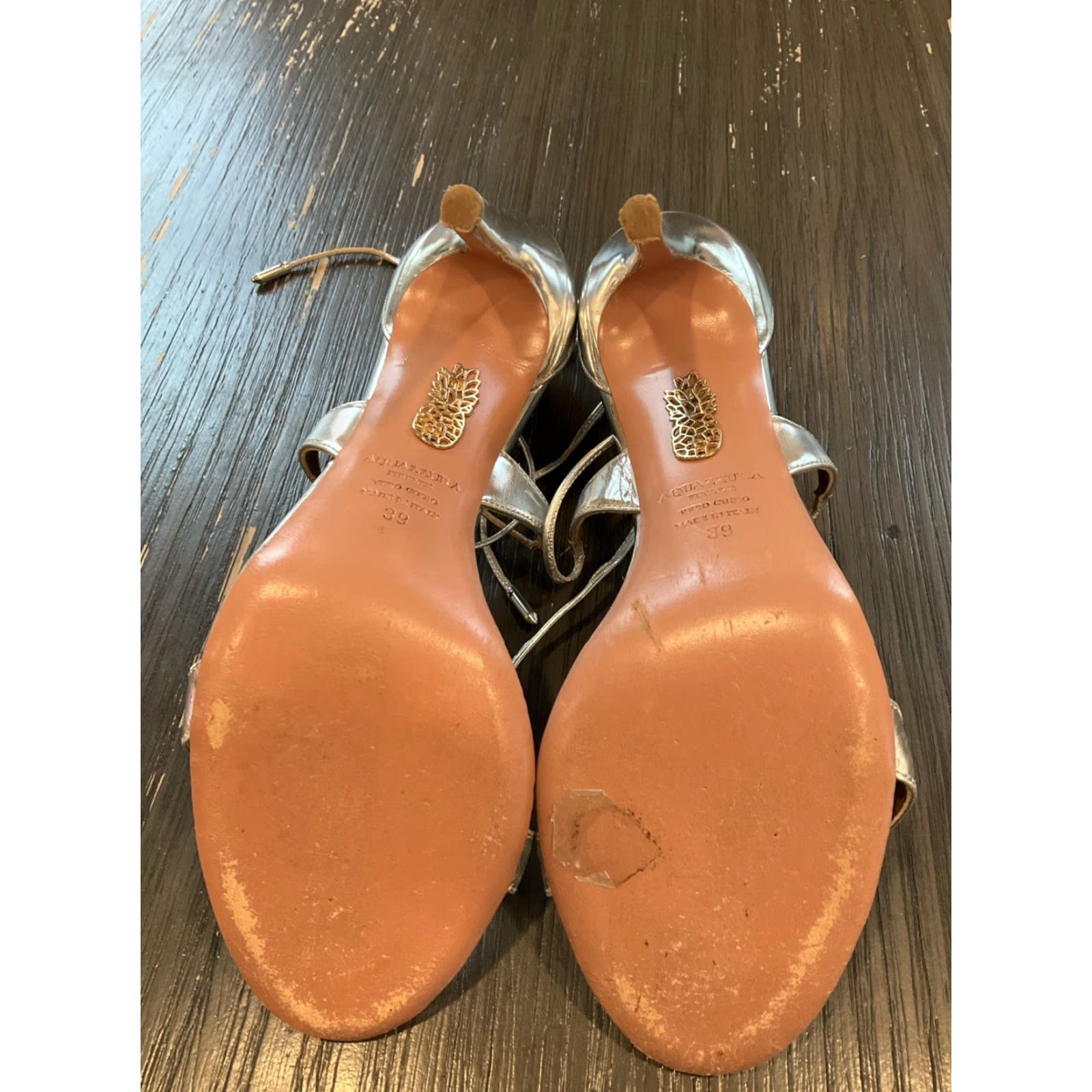 Aquazzura Aquazzura Sandal Main Selling Point Brand: Aquazzura, Model Linda 105 Silver Leather Ankle Tie High-Heel Sandals Size 39 US 8 Womens Men’s? Size US 8 / IT 38 - 5 Thumbnail