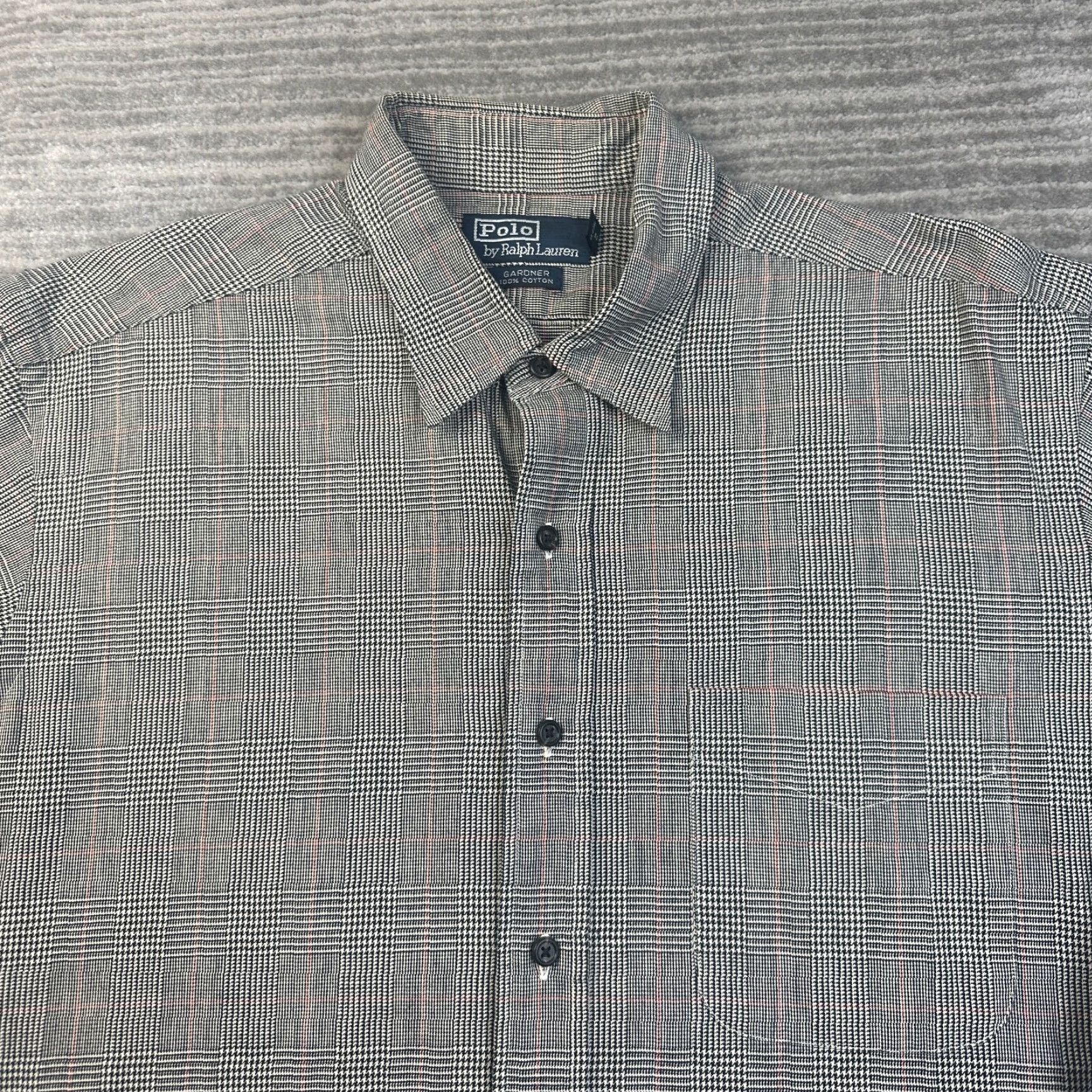 Polo Ralph Lauren VINTAGE Polo Ralph Lauren Polo Shirt Mens XL Gray Plaid Button Up Gardner Casual Size US XL / EU 56 / 4 - 3 Thumbnail