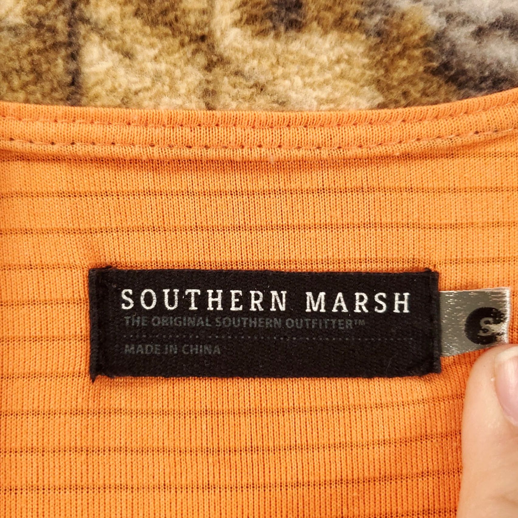 Vintage Southern Marsh Mens Sweater Small Orange Camo Trim Waffle Knit 1/4 Zip Pullover Size US S / EU 44-46 / 1 - 7 Thumbnail