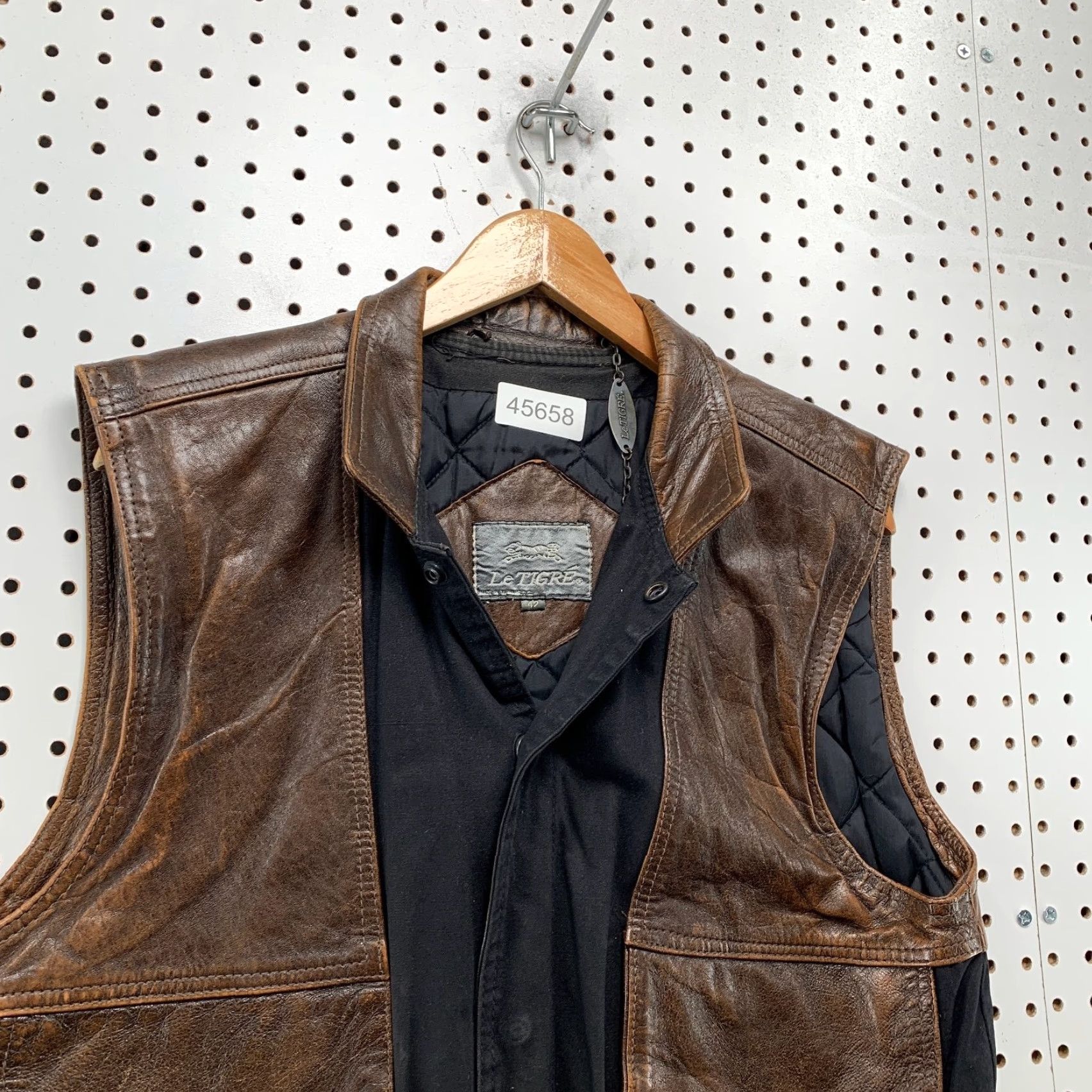Vintage VINTAGE Le TIGRE Leather Vest Mens 42 Brown Insulated Sleeveless Jacket Size US XS / EU 42 / 0 - 5 Thumbnail
