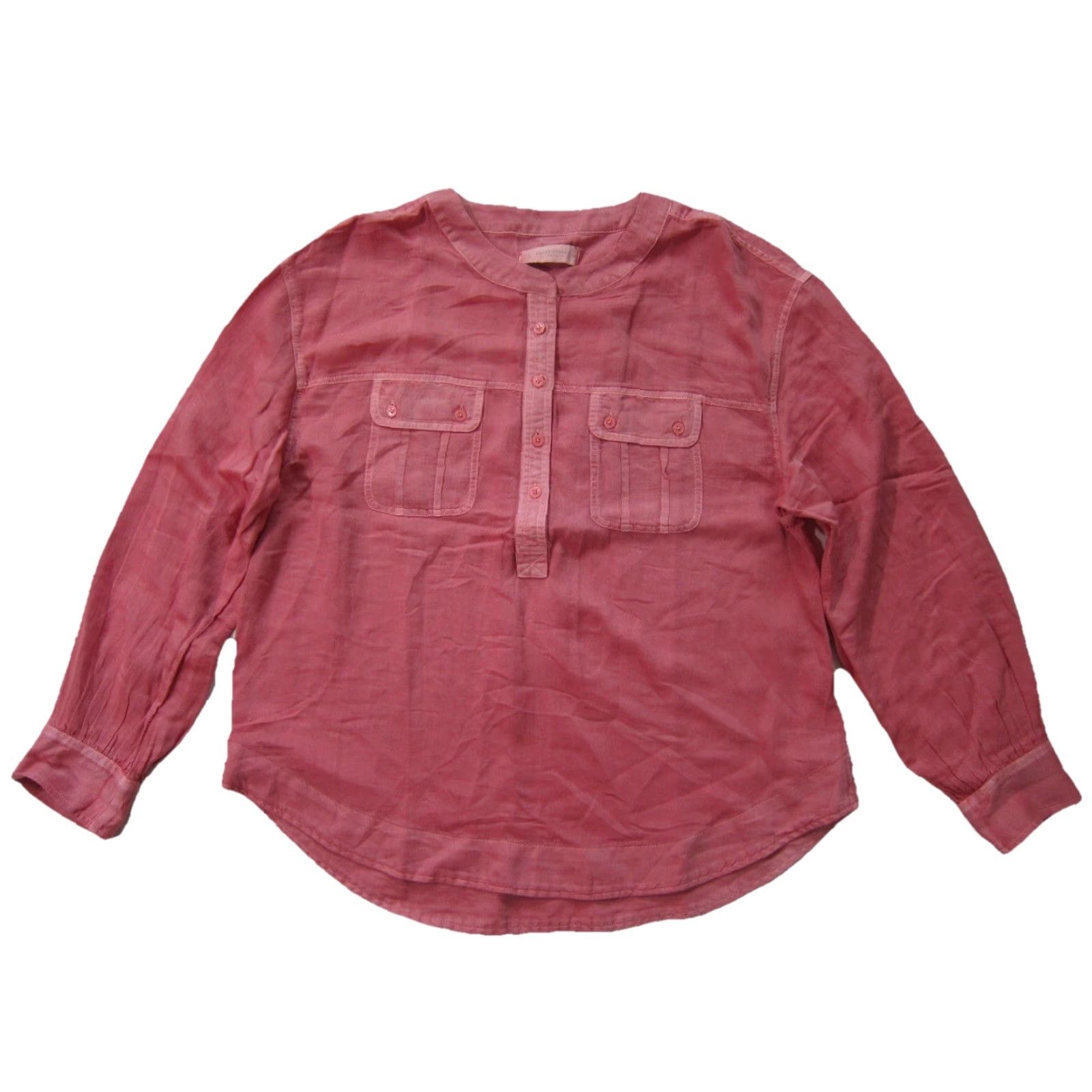 Lucky Brand Lucky Brand Pink Blouse Women Medium Crew Neck Long Sleeve Pocket Cotton Rayon Size M / US 6-8 / IT 42-44 - 2 Thumbnail