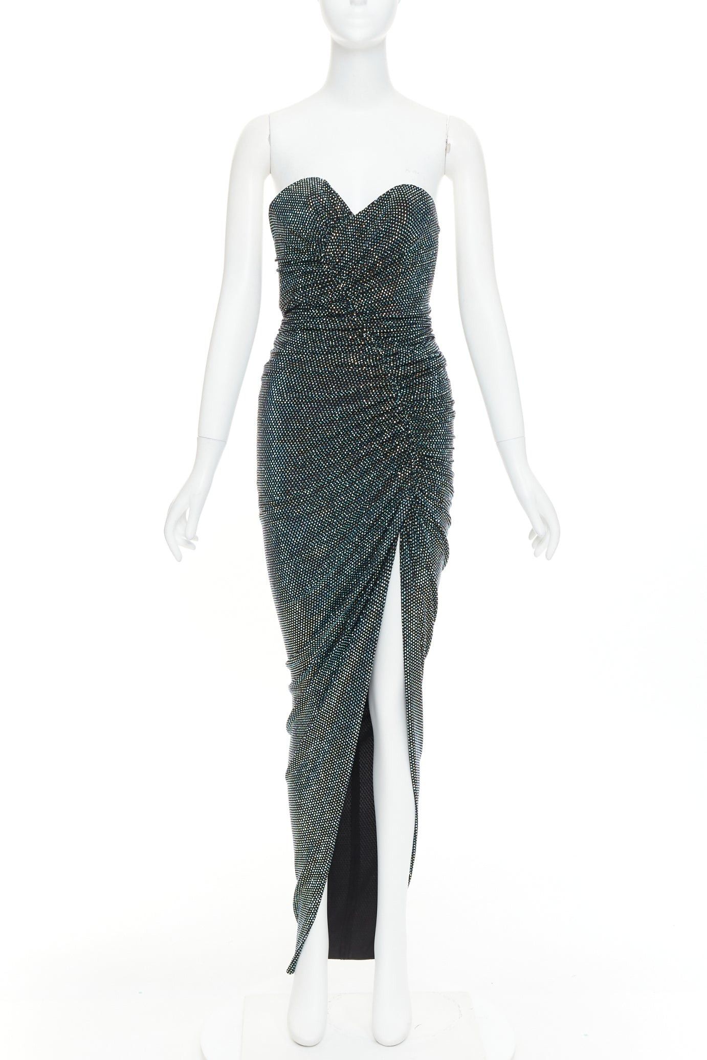 Alexandre Vauthier ALEXANDRE VAUTHIER 2021 blue black crystal bustier high slit strapless gown Size S / US 4 / IT 40 - 1 Thumbnail