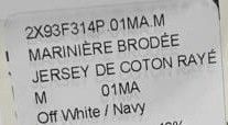 Celine o1bcso1str0724 Marinière Cotton Jersey Coton Raye White Navy Size M / US 6-8 / IT 42-44 - 3 Thumbnail