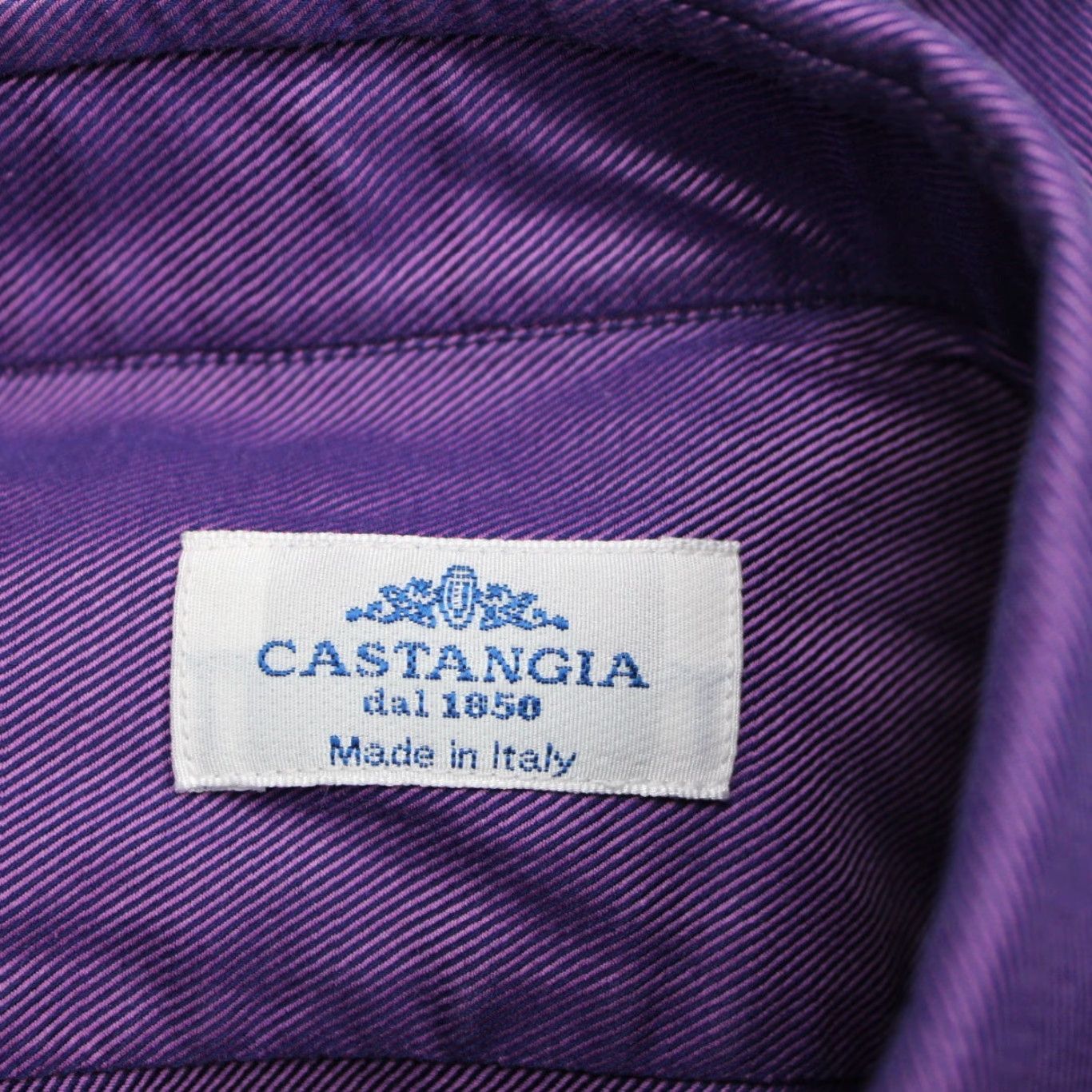 Vintage Castangia Dress Shirt Mens 16 Purple 100% Cotton Made in Italy Long Sleeve Shirt Mens 16, 41 Size 42R - 6 Thumbnail