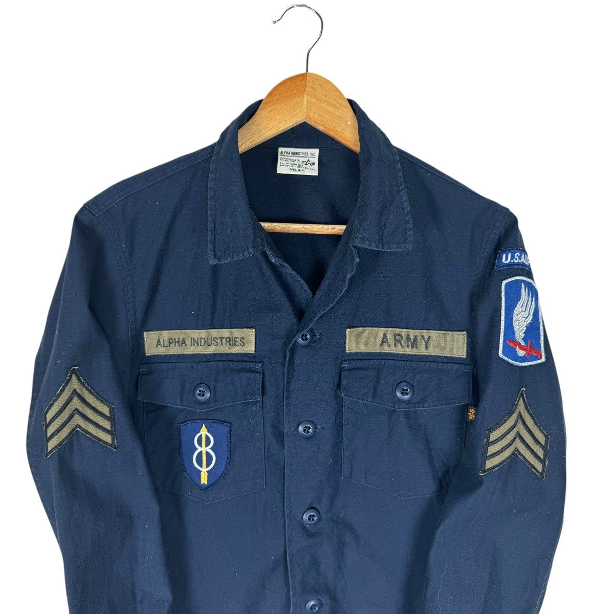 Alpha Industries × Vintage ☀️ALPHA INDUSTRIES PATCH BUTTON SHIRTS Size US M / EU 48-50 / 2 - 3 Thumbnail