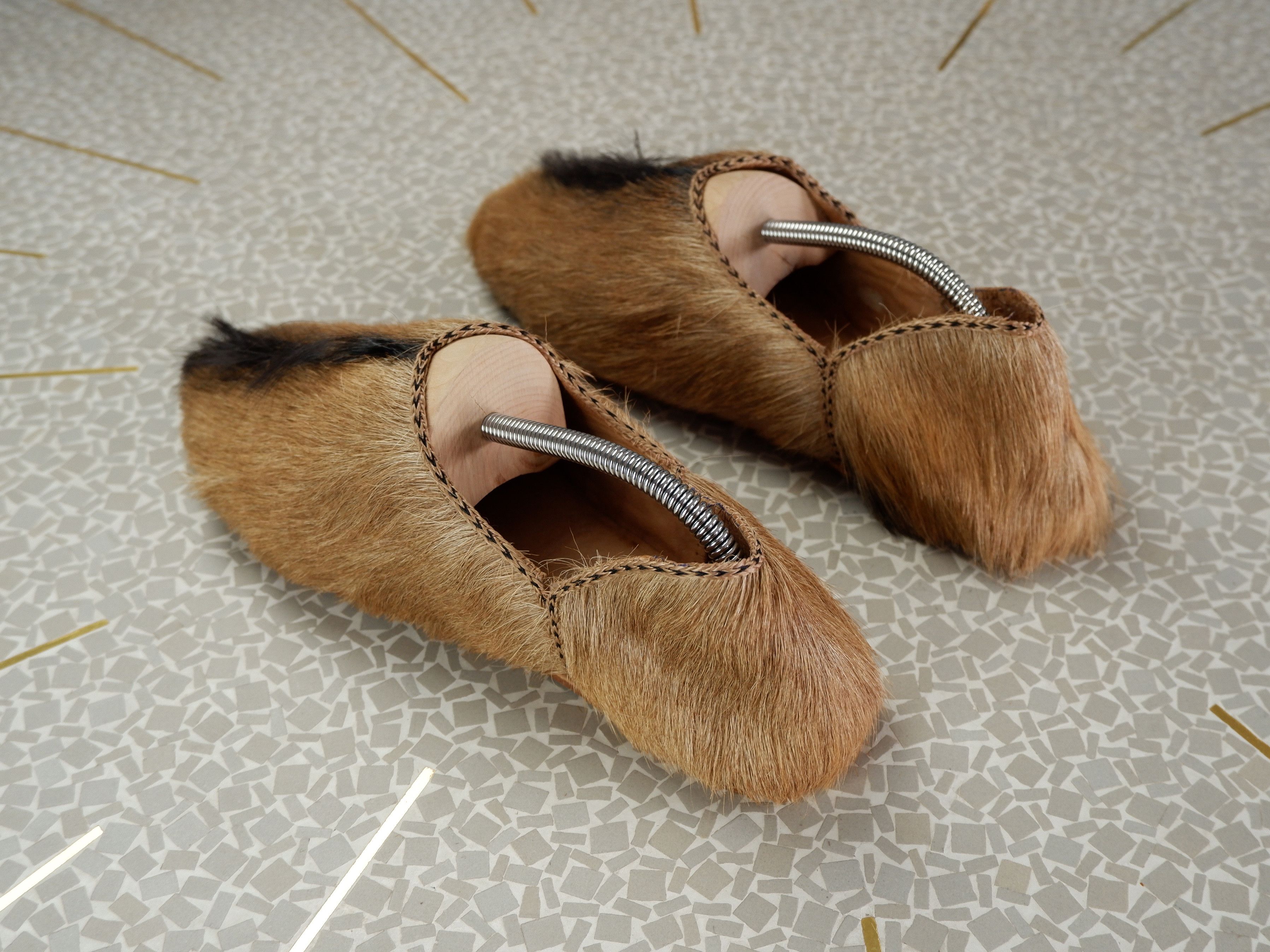 Handmade Last drop! Moroccan goat hair slippers babouche Size US 9 / EU 42 - 5 Thumbnail