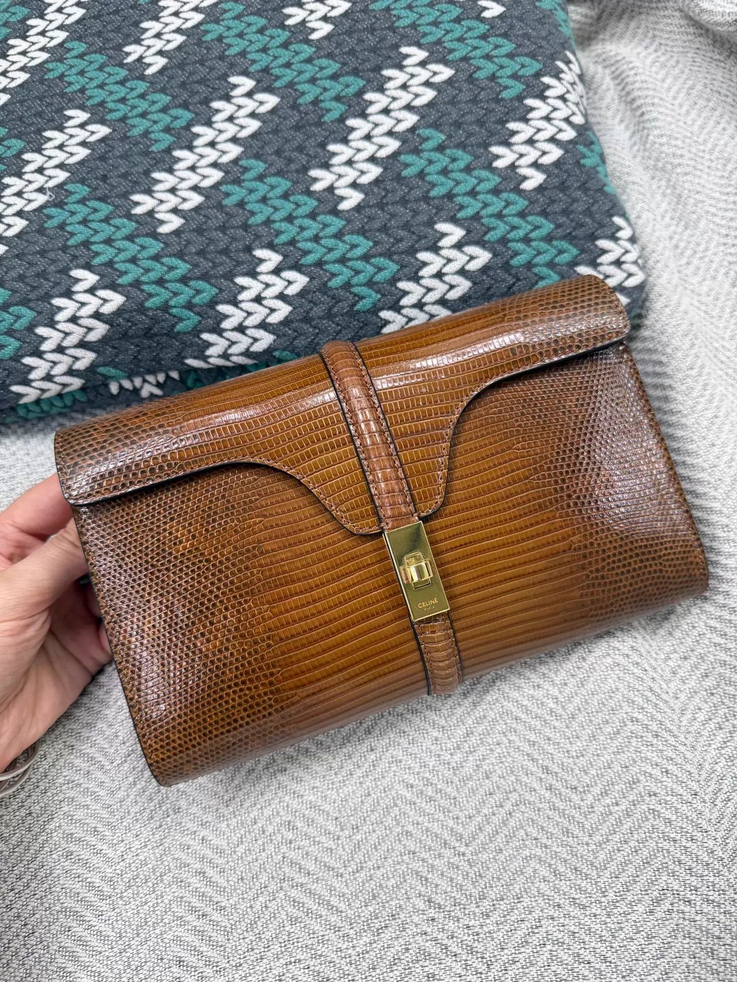 Celine Celine Caramel Lizard Clutch (Convertible to Crossbody) Size ONE SIZE - 2 Thumbnail